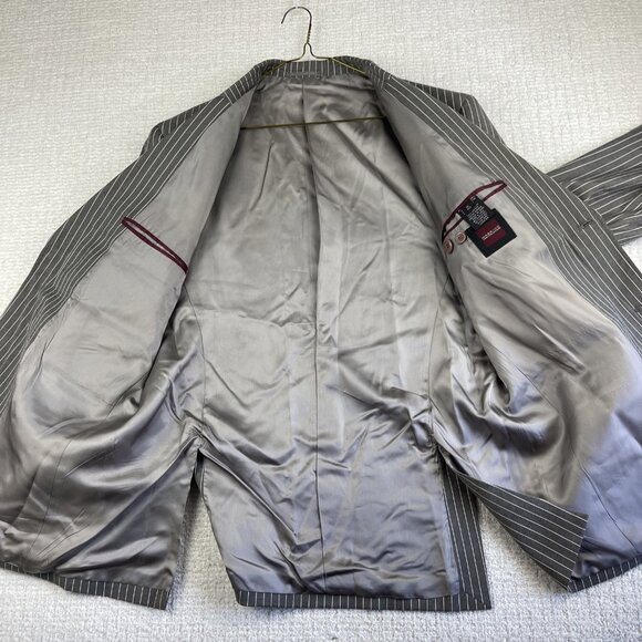 MASSIMO MODA Collezione Men's Grey White Stripped Suit Blazer Jacket Size 42R - Picture 11 of 16